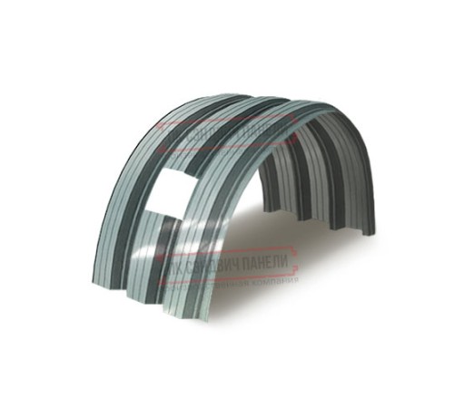 Продольно гнутый профнастил для укрытий конвейеров Н114ПГ-807, 0,6, нержавеющий