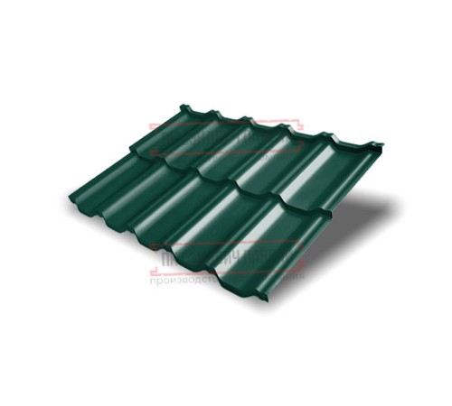 Металлочерепица модульная Квинта Uno 3D RAL6005 Velur-0,5
