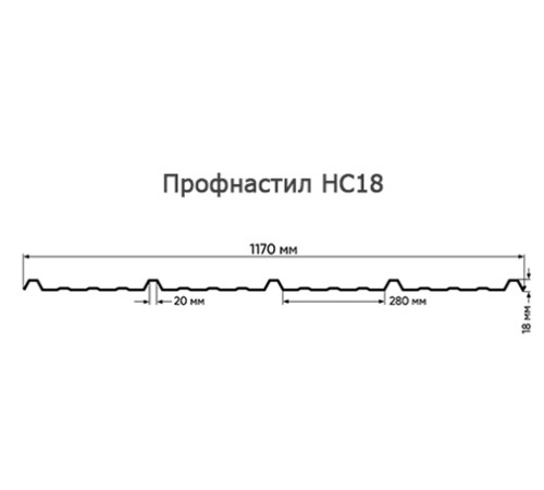 Продольно гнутый профнастил для укрытий конвейеров НС18ПГ-1170, 0,9, нержавеющий