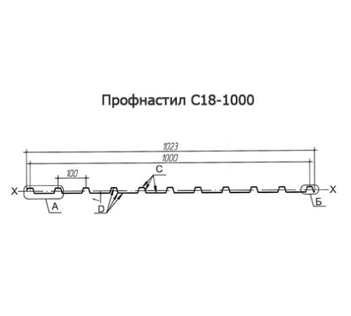 Продольно гнутый профнастил для укрытий конвейеров С18ПГ-1023, 0,8, нержавеющий