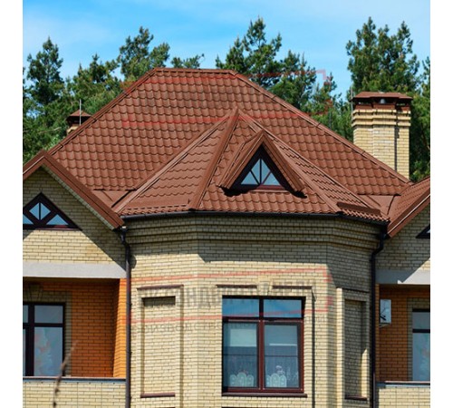 Металлочерепица Модерн RAL8004 Drap-0,45