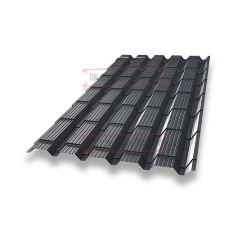 Металлочерепица Квадро профи RAL7024 Velur-0,5