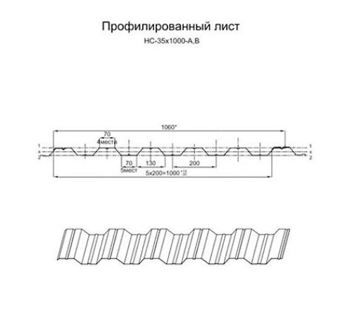 Профнастил нержавеющий НС35 0.7 AISI 316L