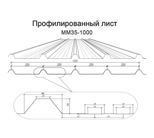 Профнастил ММ35-1000 Norman RAL8004-0.5