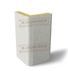 Угловая сэндвич-панель вертикальная из пенополиизоцианурата, 0.5/0.5, ширина 1000 мм, толщина 20 мм, RAL9002