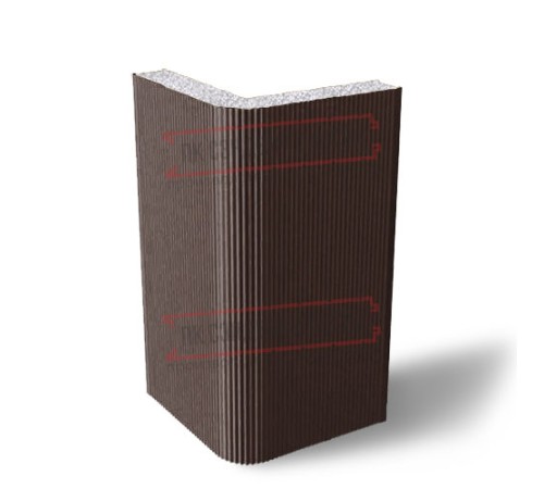Угловая сэндвич-панель вертикальная из пенополистирола, 0.5/0.5, ширина 1000 мм, толщина 20 мм, RAL8017