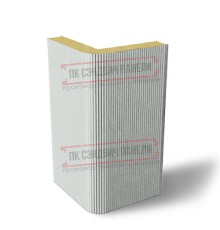 Угловая сэндвич-панель вертикальная из пенополиуретана, 0.5/0.5, ширина 1200 мм, толщина 20 мм, RAL7047