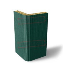 Угловая сэндвич-панель вертикальная из минеральной ваты, 0.5/0.5, ширина 1200 мм, толщина 10 мм, RAL6005