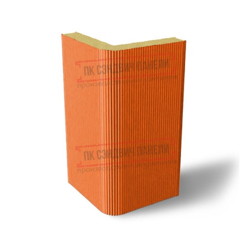 Угловая сэндвич-панель вертикальная из пенополиизоцианурата, 0.5/0.5, ширина 1200 мм, толщина 20 мм, RAL2004