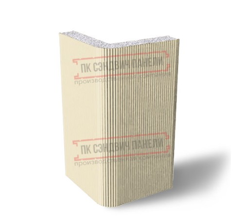 Угловая сэндвич-панель вертикальная из пенополистирола, 0.5/0.5, ширина 1000 мм, толщина 40 мм, RAL1015