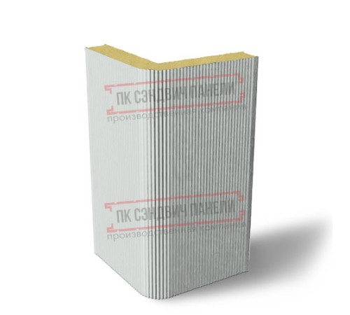 Угловая сэндвич-панель вертикальная из пенополиизоцианурата, 0.5/0.5, ширина 1200 мм, толщина 20 мм, RAL7035