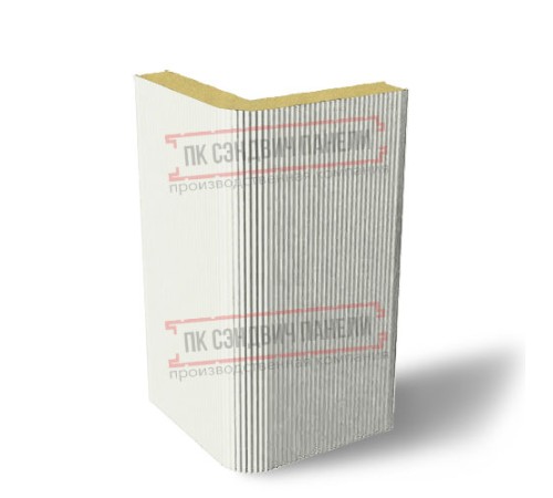Угловая сэндвич-панель вертикальная из пенополиизоцианурата, 0.5/0.5, ширина 1000 мм, толщина 30 мм, RAL9003