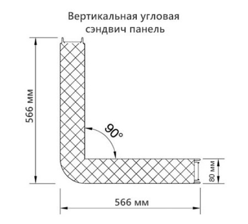 Угловая сэндвич-панель вертикальная из пенополистирола, 0.5/0.5, ширина 1000 мм, толщина 80 мм, RAL6002