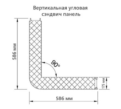 Угловая сэндвич-панель вертикальная из пенополистирола, 0.5/0.5, ширина 1200 мм, толщина 175 мм, RAL3009