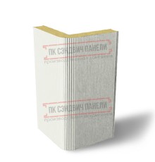 Угловая сэндвич-панель вертикальная из пенополиуретана, 0.5/0.5, ширина 1200 мм, толщина 40 мм, RAL9003