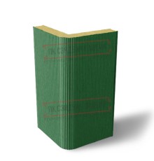 Угловая сэндвич-панель вертикальная из пенополиуретана, 0.5/0.5, ширина 1200 мм, толщина 40 мм, RAL6002